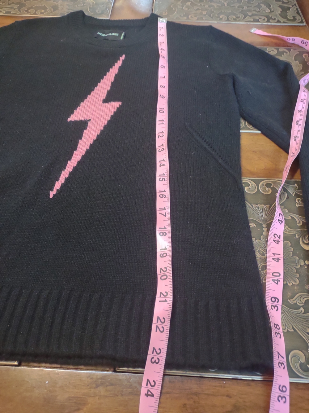 Zadig & Voltaire Cashmere Lightning Bolt Sweater Black Crewneck - Picture 9 of 10